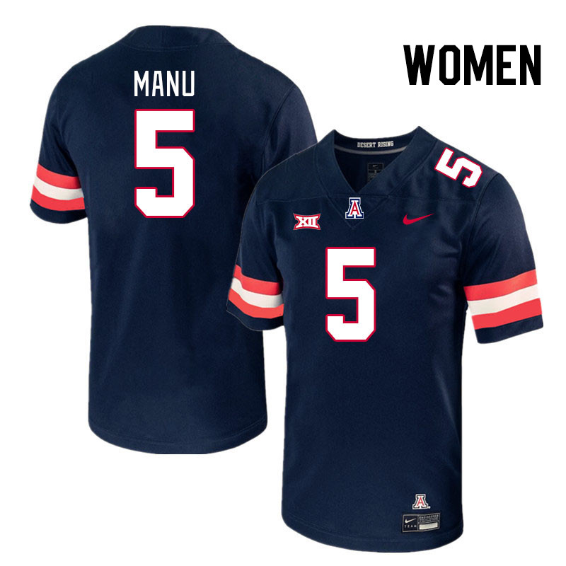 Women #5 Jacob Manu Arizona Wildcats Big 12 Conference College Football Jerseys Stitched-Navy